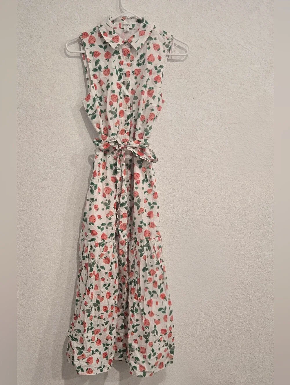 J. Crew White Maxi Shirt Dress with Coral Rose Print Size 2